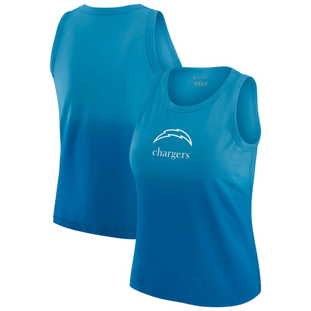 WEAR by Erin Andrews x Gracie Hunt Women's Ombre Tank Top - Los Angeles Chargers Tops