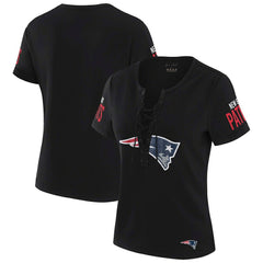 WEAR by Erin Andrews x Gracie Hunt Women's Draft Me Lace-Up T-Shirt - New England Patriots T-shirts