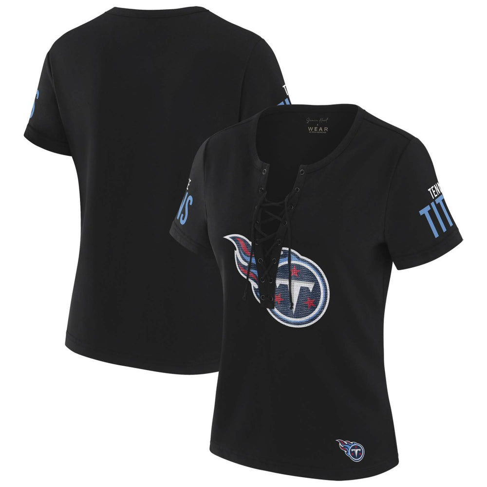 WEAR by Erin Andrews x Gracie Hunt Women's Draft Me Lace-Up T-Shirt - Tennessee Titans T-shirts