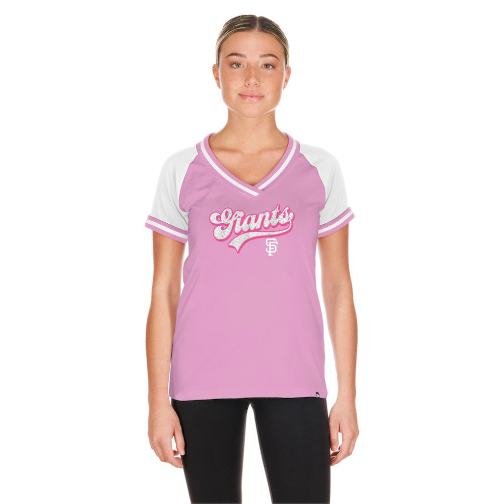 Light Pink San Francisco Giants New Era Women's Gameday V-Neck T-Shirt