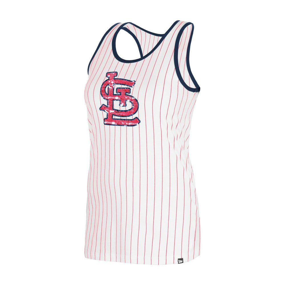 White St. Louis Cardinals New Era Women's Gameday Pinstripe Tank Top