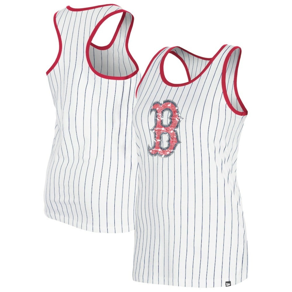 White Boston Red Sox New Era Women's Gameday Pinstripe Tank Top