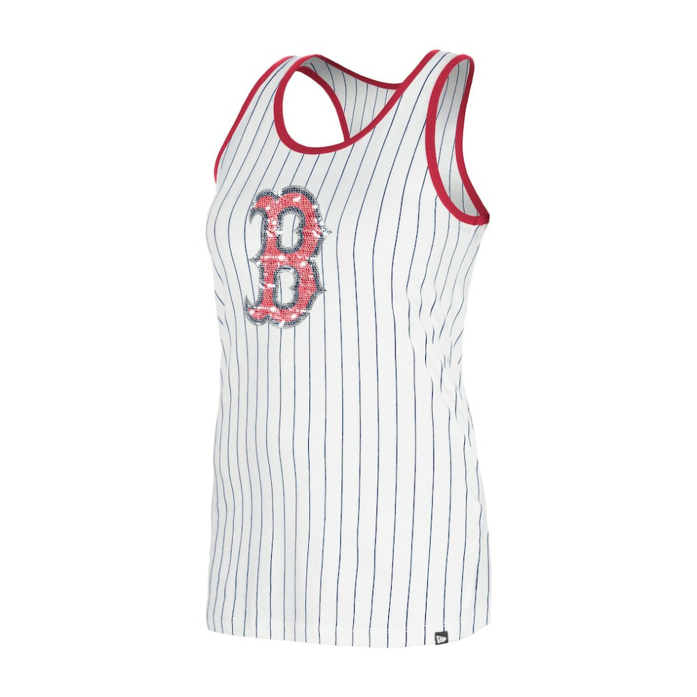 White Boston Red Sox New Era Women's Gameday Pinstripe Tank Top