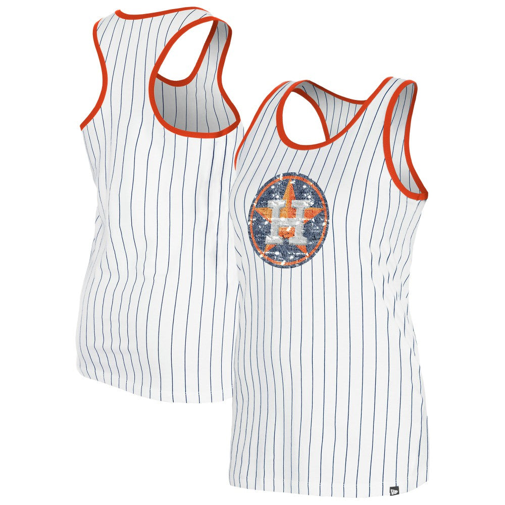 White Houston Astros New Era Women's Gameday Pinstripe Tank Top