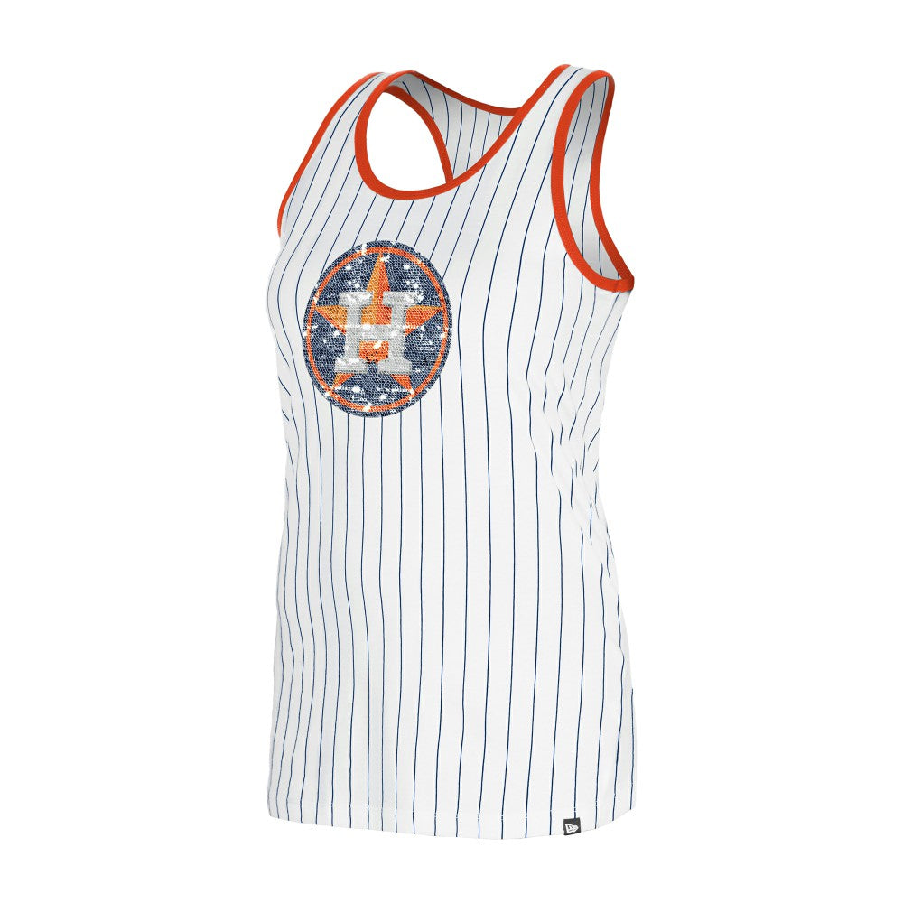 White Houston Astros New Era Women's Gameday Pinstripe Tank Top