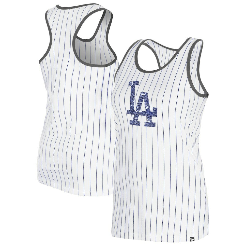 White Los Angeles Dodgers New Era Women's Gameday Pinstripe Tank Top