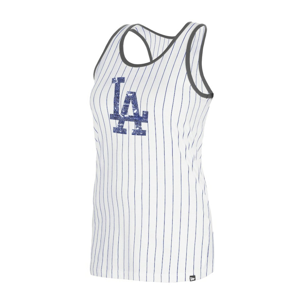 White Los Angeles Dodgers New Era Women's Gameday Pinstripe Tank Top