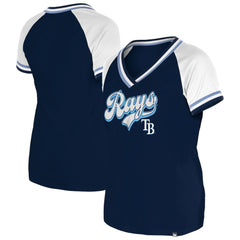 Navy Tampa Bay Rays New Era Women's Gameday Raglan V-Neck T-Shirt