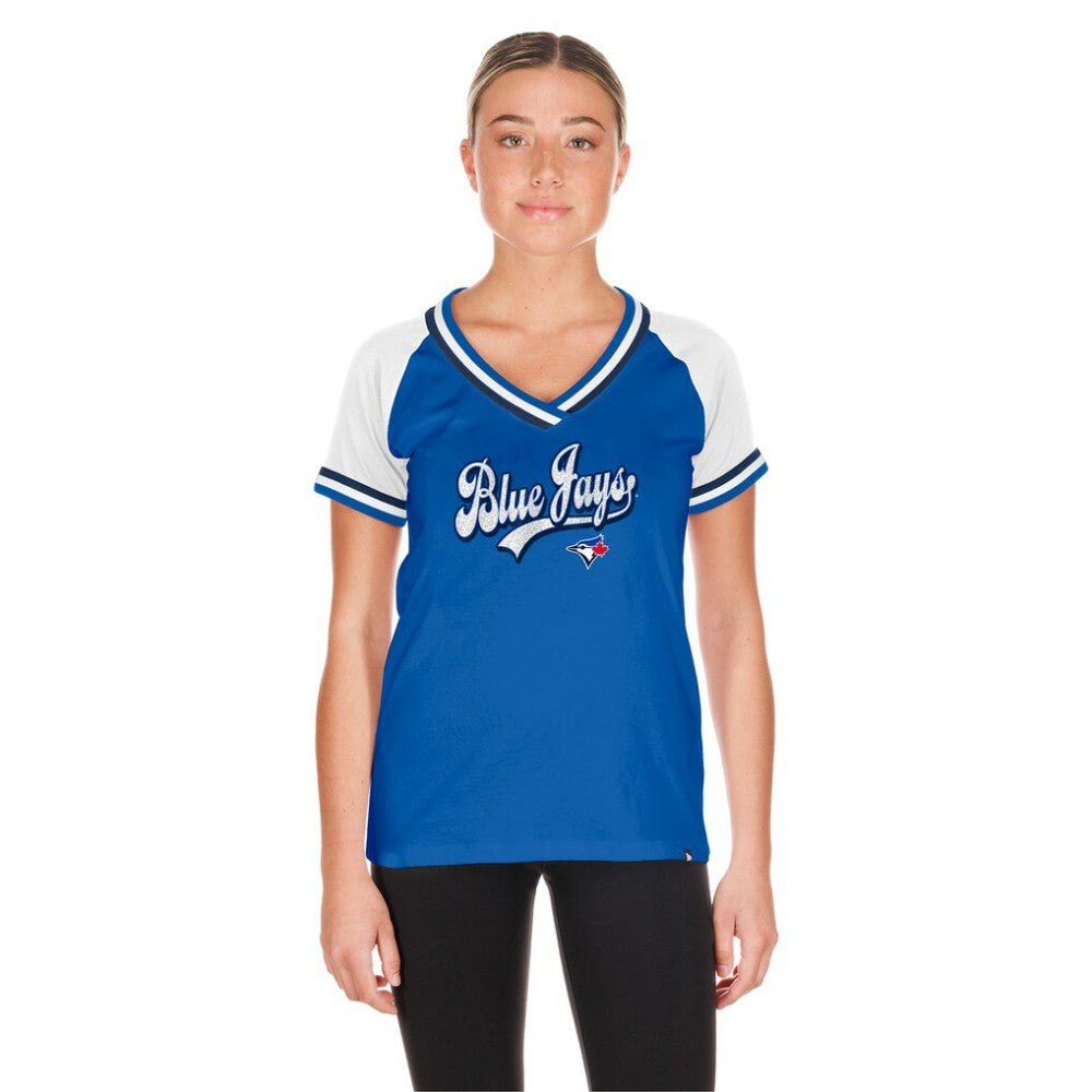Royal Toronto Blue Jays New Era Women's Gameday Raglan V-Neck T-Shirt