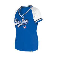 Royal Toronto Blue Jays New Era Women's Gameday Raglan V-Neck T-Shirt