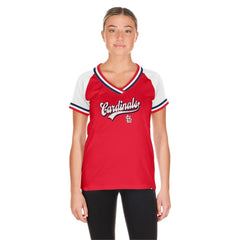 Red St. Louis Cardinals New Era Women's Gameday Raglan V-Neck T-Shirt