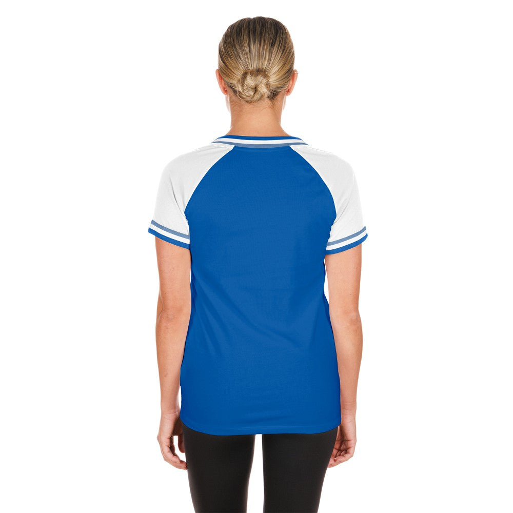 Royal Kansas City Royals New Era Women's Gameday Raglan V-Neck T-Shirt