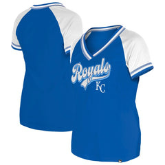 Royal Kansas City Royals New Era Women's Gameday Raglan V-Neck T-Shirt