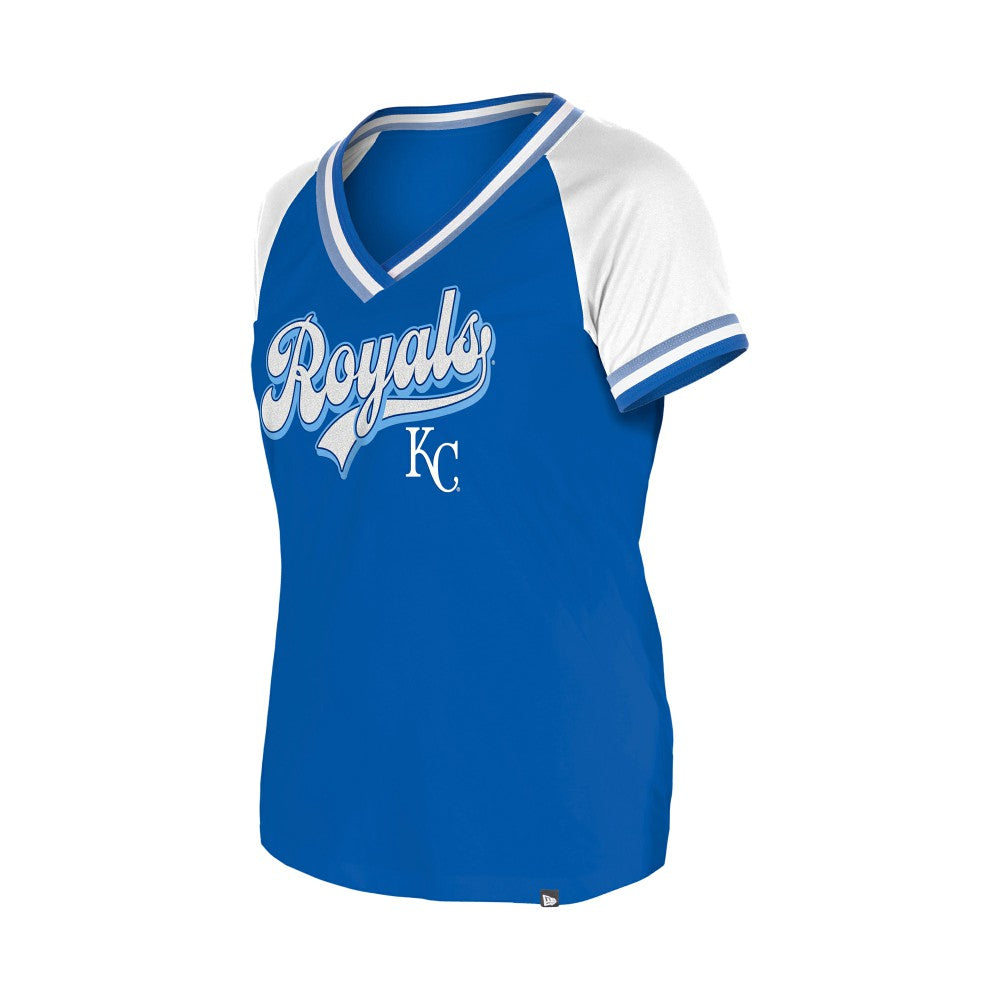 Royal Kansas City Royals New Era Women's Gameday Raglan V-Neck T-Shirt