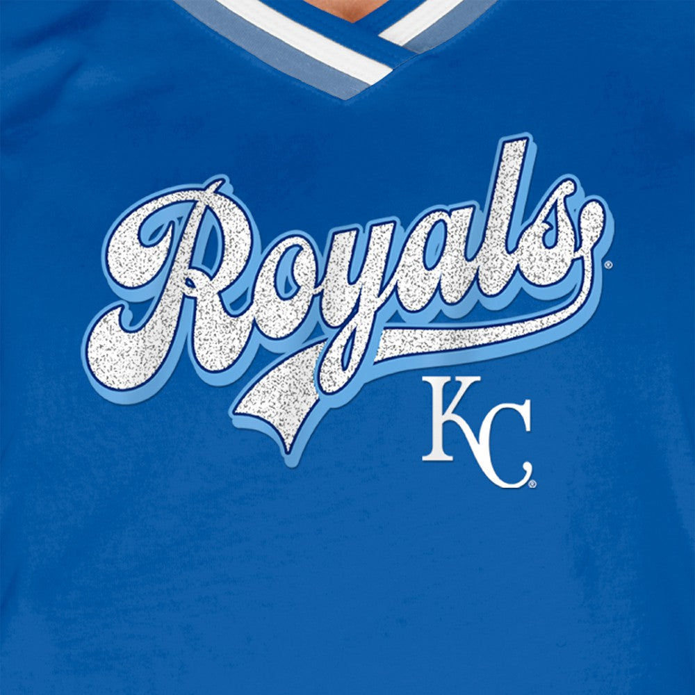 Royal Kansas City Royals New Era Women's Gameday Raglan V-Neck T-Shirt