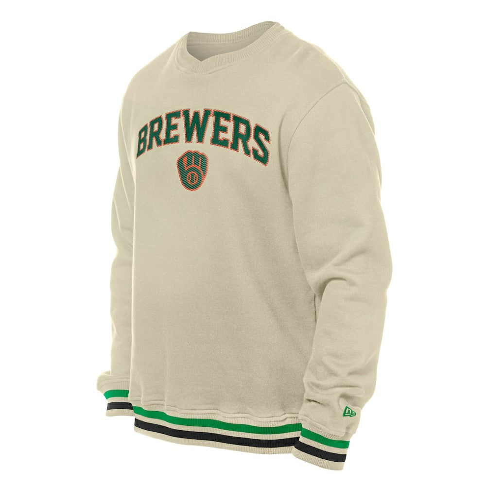 Cream Milwaukee Brewers New Era St. Patrick's Day Twill Pullover Sweatshirt