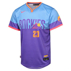 Purple/Light Blue Kris Bryant Colorado Rockies Nike Youth 2025 City Connect Limited Player Jersey