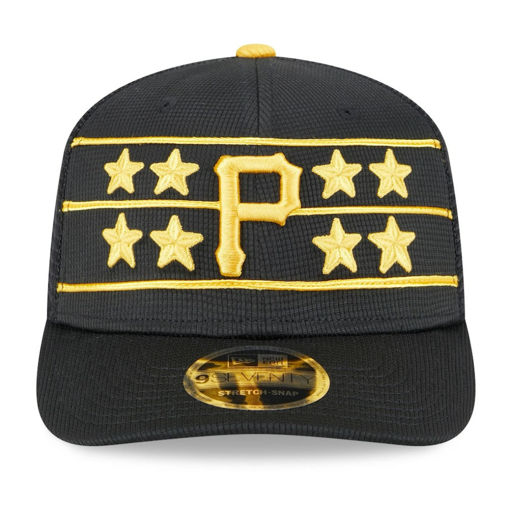 Black Pittsburgh Pirates New Era 2025 Batting Practice 9SEVENTY Stretch-Snap Trucker Hat