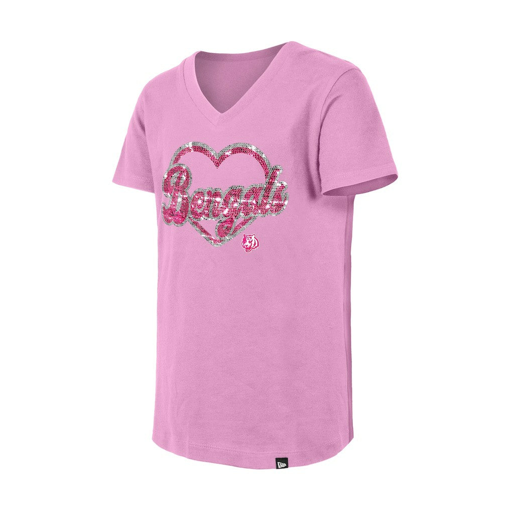 Girls Youth Flip Sequins V-Neck T-Shirt - Cincinnati Bengals T-shirts