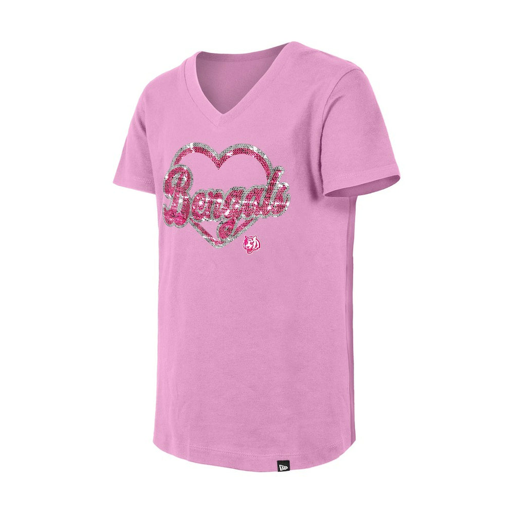 Girls Youth Flip Sequins V-Neck T-Shirt - Cincinnati Bengals T-shirts
