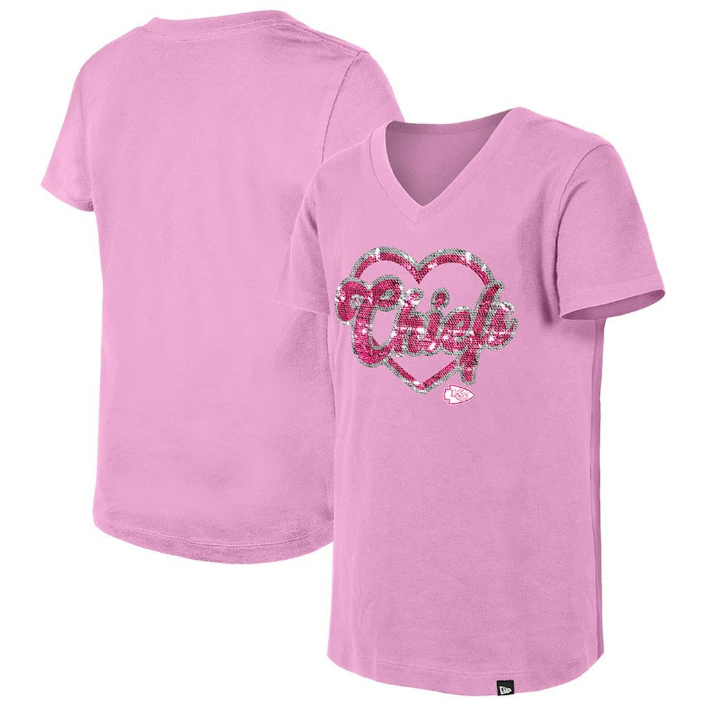 Girls Youth Flip Sequins V-Neck T-Shirt - Kansas City Chiefs T-shirts
