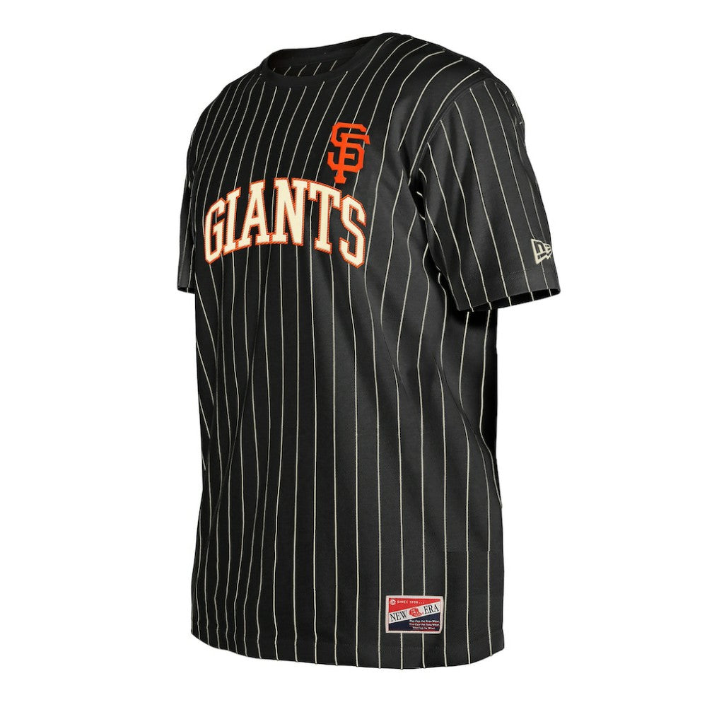 Black San Francisco Giants New Era Throwback Pinstripe T-Shirt