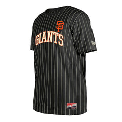 Black San Francisco Giants New Era Throwback Pinstripe T-Shirt