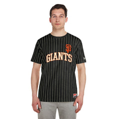 Black San Francisco Giants New Era Throwback Pinstripe T-Shirt