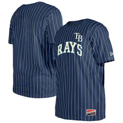 Navy Tampa Bay Rays New Era Throwback Pinstripe T-Shirt
