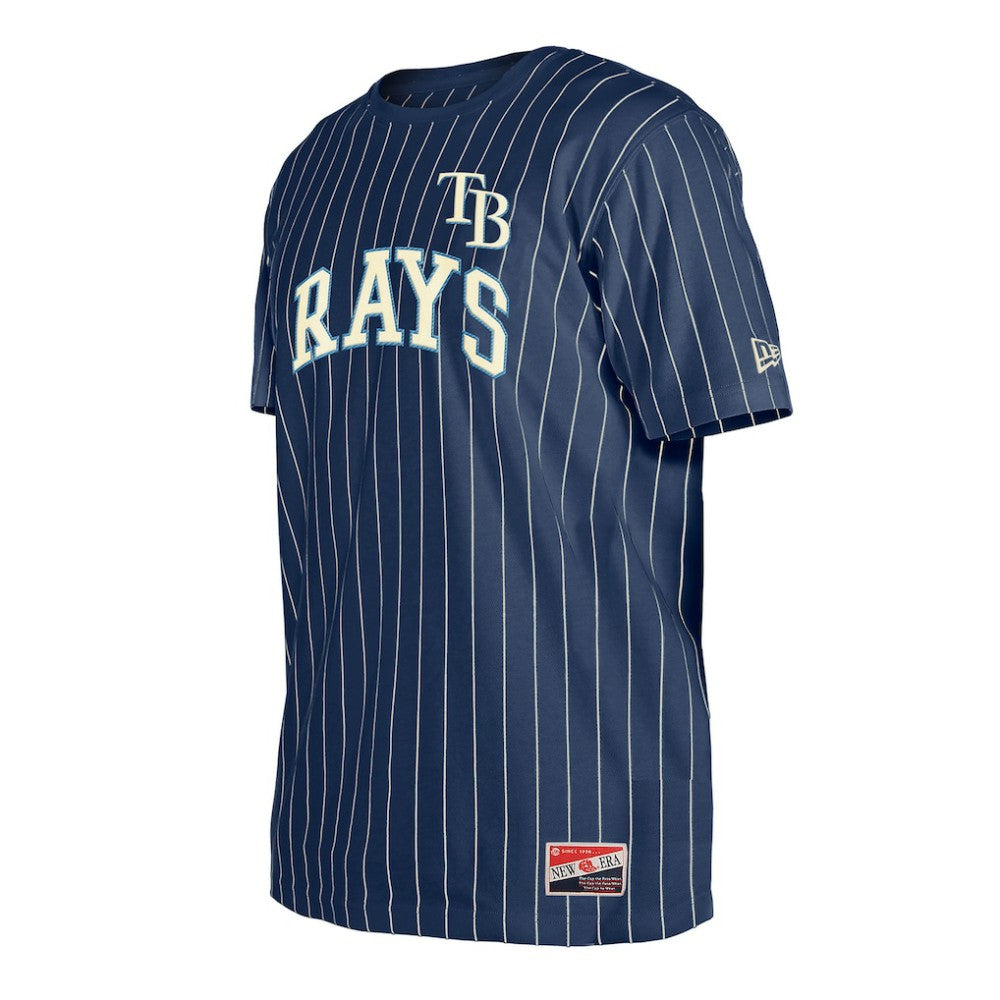 Navy Tampa Bay Rays New Era Throwback Pinstripe T-Shirt