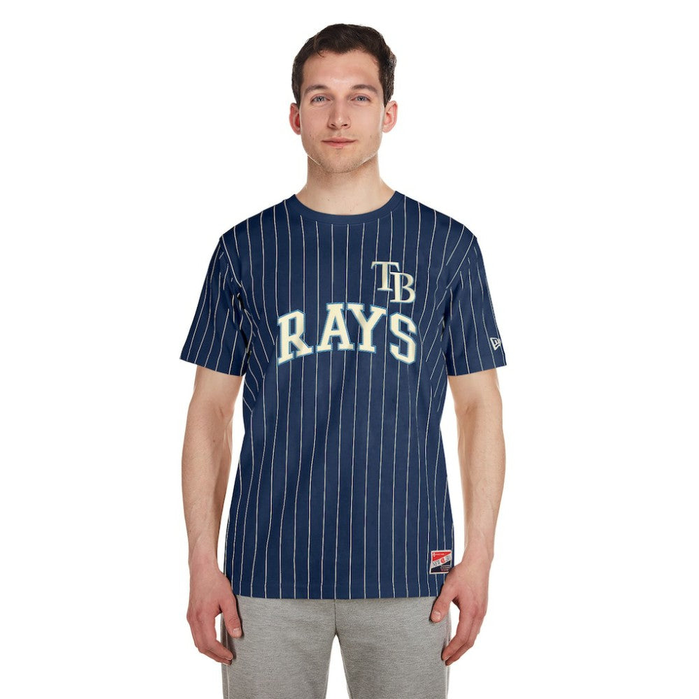 Navy Tampa Bay Rays New Era Throwback Pinstripe T-Shirt