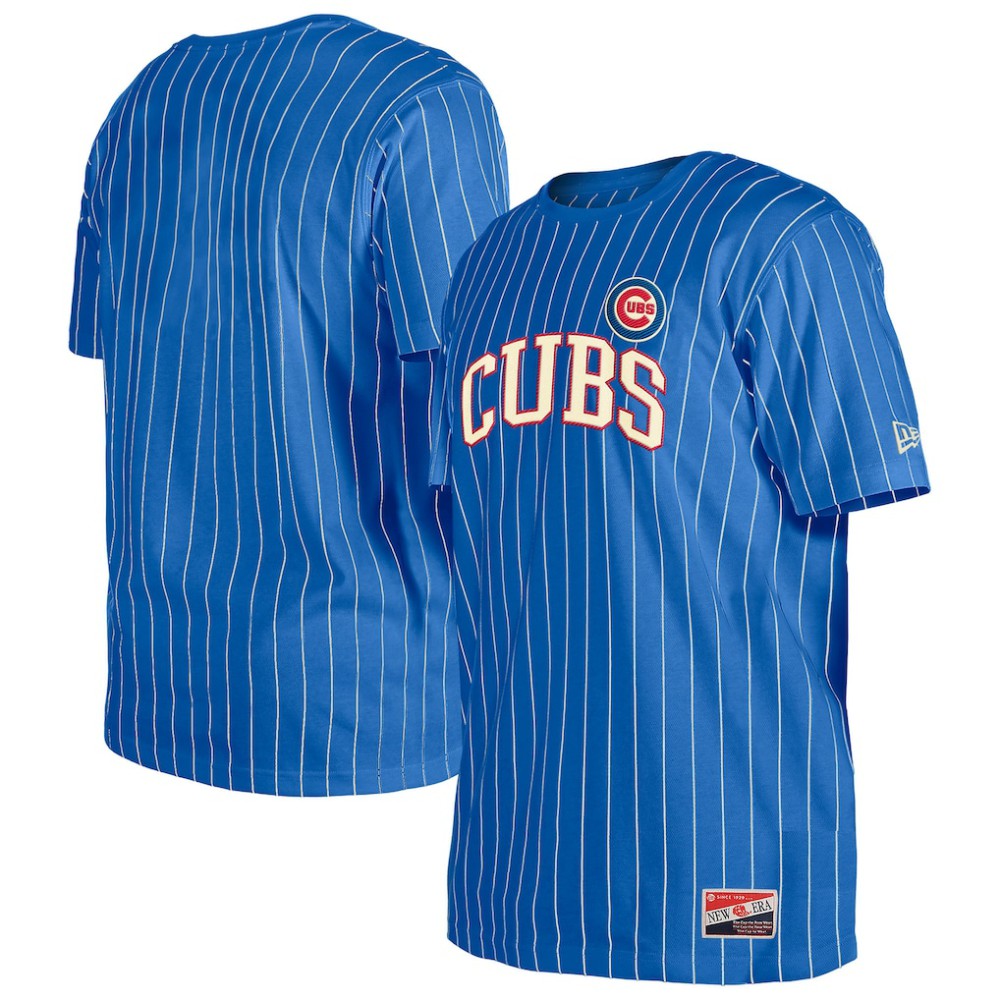 Royal Chicago Cubs New Era Throwback Pinstripe T-Shirt