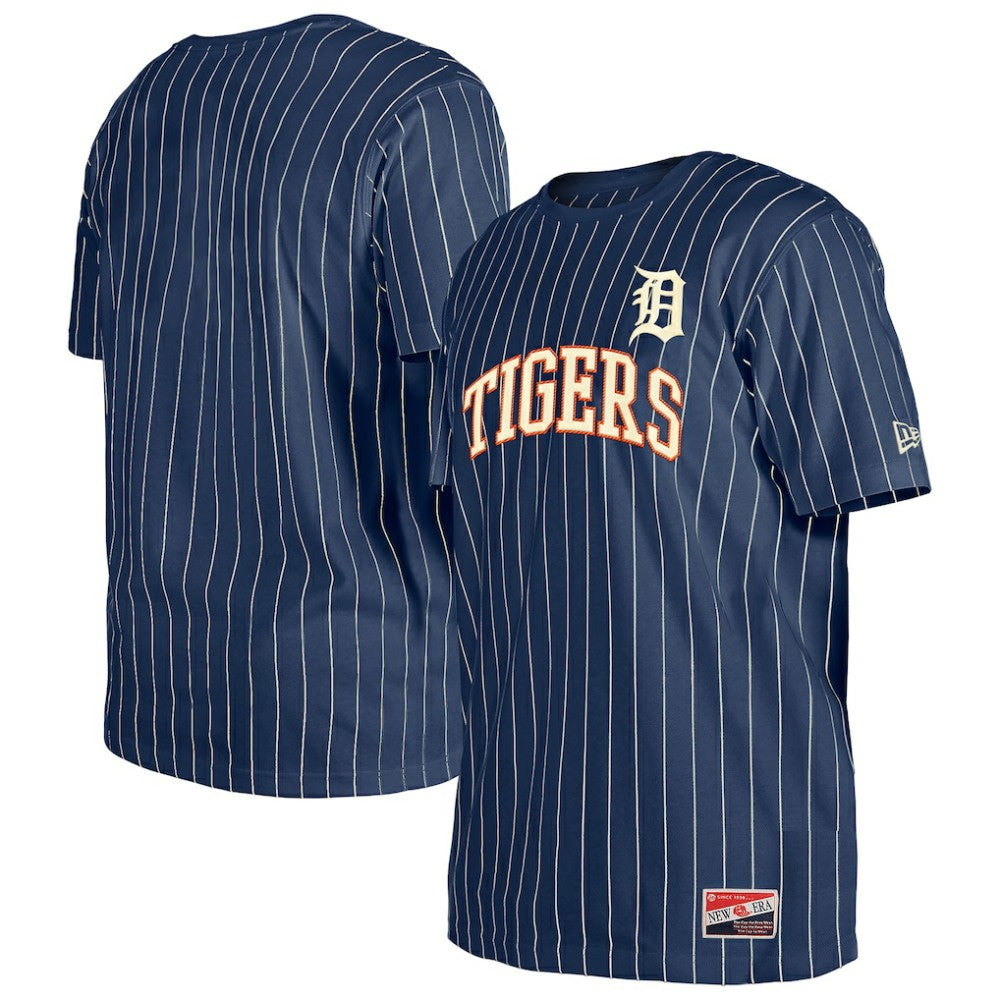 Navy Detroit Tigers New Era Throwback Pinstripe T-Shirt