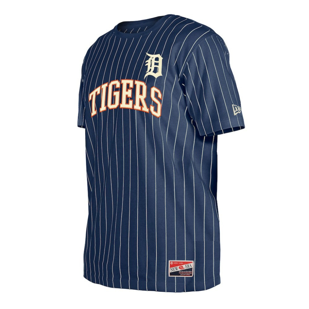 Navy Detroit Tigers New Era Throwback Pinstripe T-Shirt