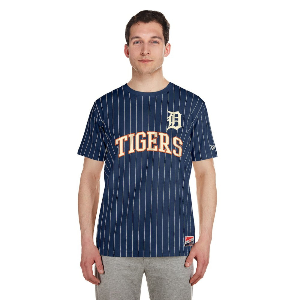 Navy Detroit Tigers New Era Throwback Pinstripe T-Shirt