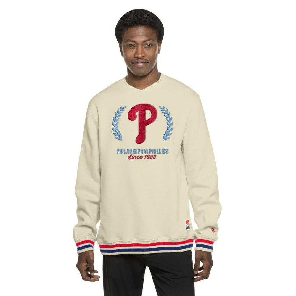 Cream Philadelphia Phillies New Era Throwback Pullover Sweatshirt