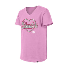 NHL New York Islanders New Era Girl's Youth Flip Sequin V-Neck T-Shirt