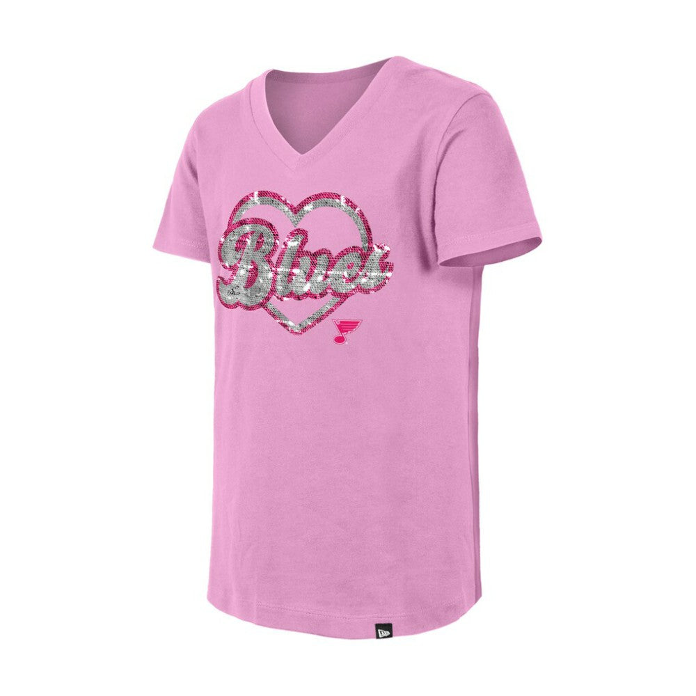 NHL St. Louis Blues New Era Girl's Youth Flip Sequin V-Neck T-Shirt
