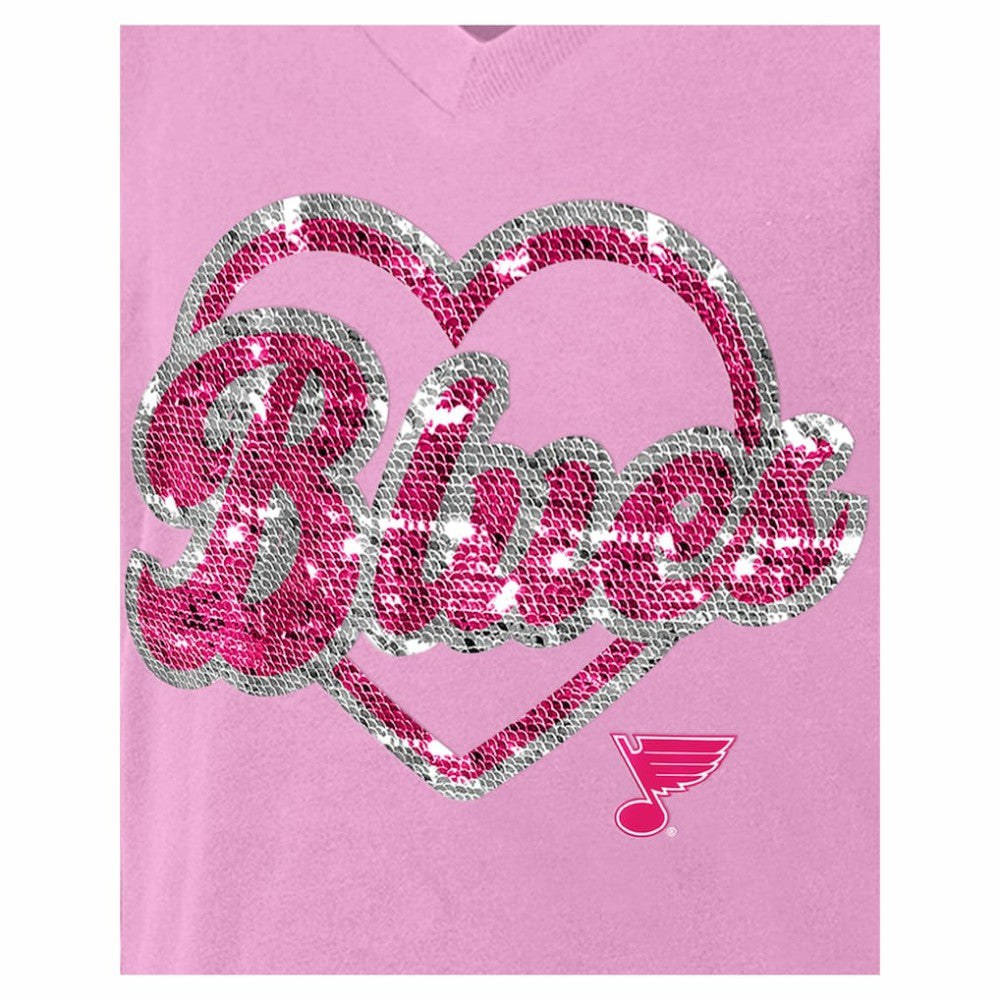 NHL St. Louis Blues New Era Girl's Youth Flip Sequin V-Neck T-Shirt