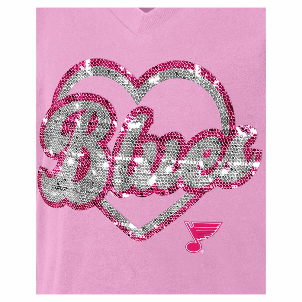 NHL St. Louis Blues New Era Girl's Youth Flip Sequin V-Neck T-Shirt