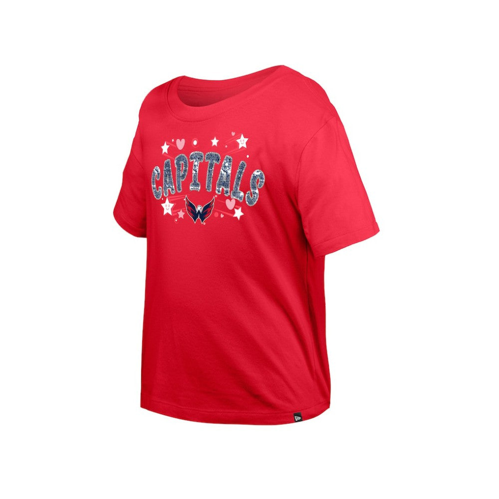 NHL Washington Capitals New Era Girl's Youth Flip Sequin T-Shirt