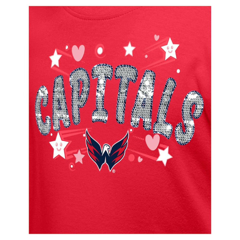 NHL Washington Capitals New Era Girl's Youth Flip Sequin T-Shirt
