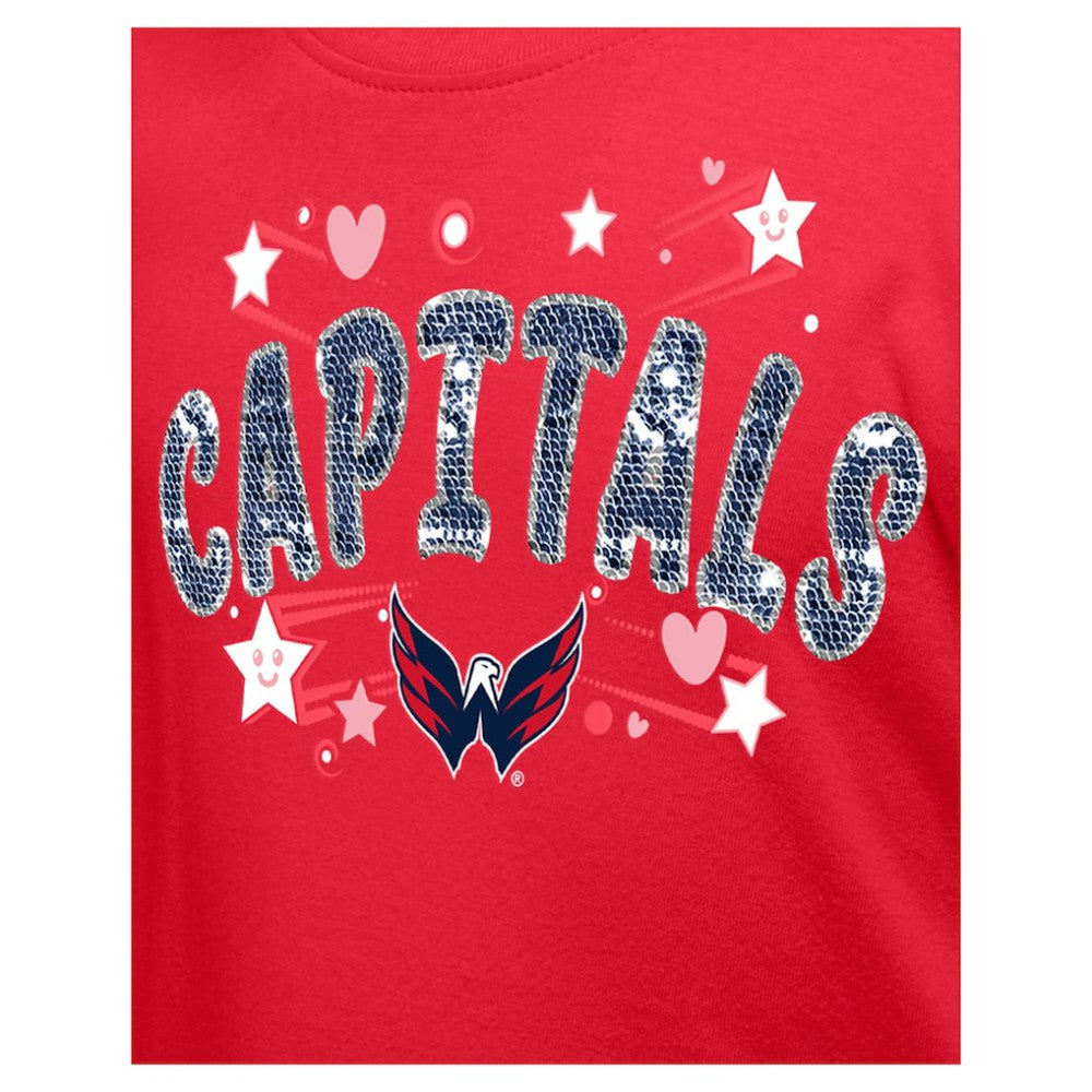 NHL Washington Capitals New Era Girl's Youth Flip Sequin T-Shirt