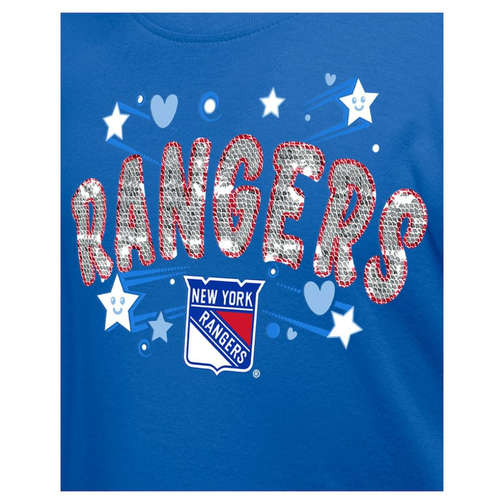 NHL New York Rangers New Era Girl's Youth Flip Sequin T-Shirt