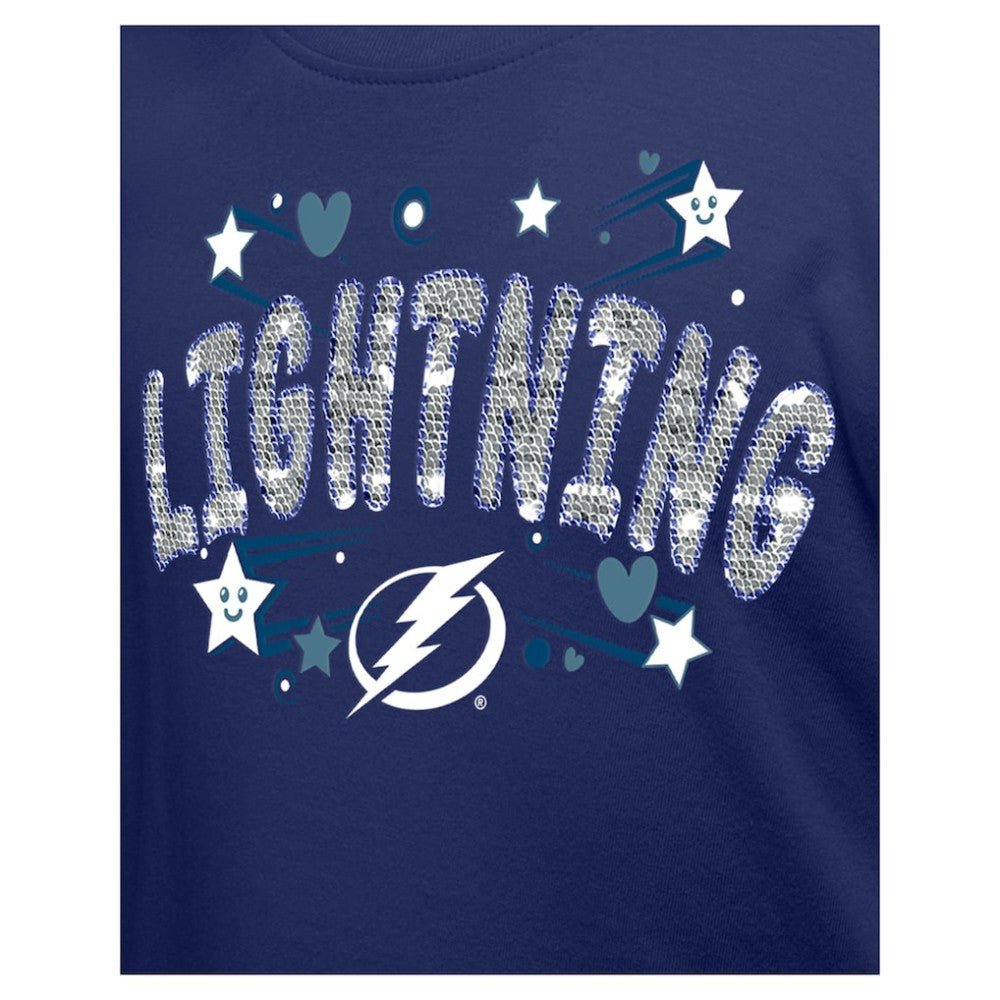 NHL Tampa Bay Lightning New Era Girl's Youth Flip Sequin T-Shirt