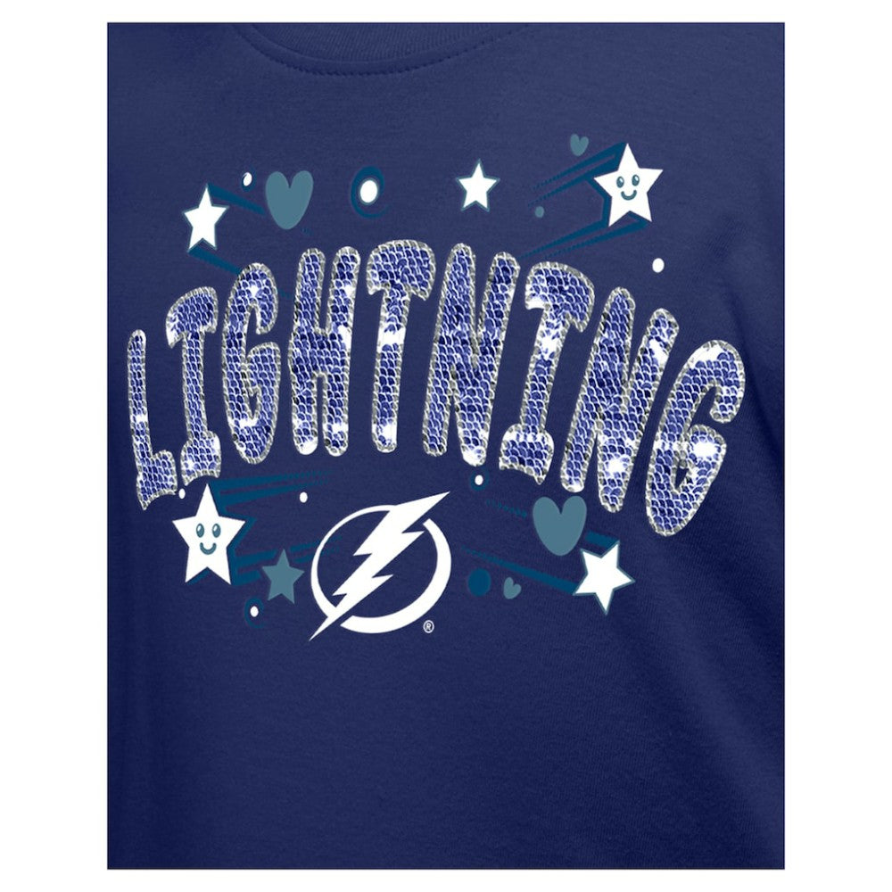 NHL Tampa Bay Lightning New Era Girl's Youth Flip Sequin T-Shirt