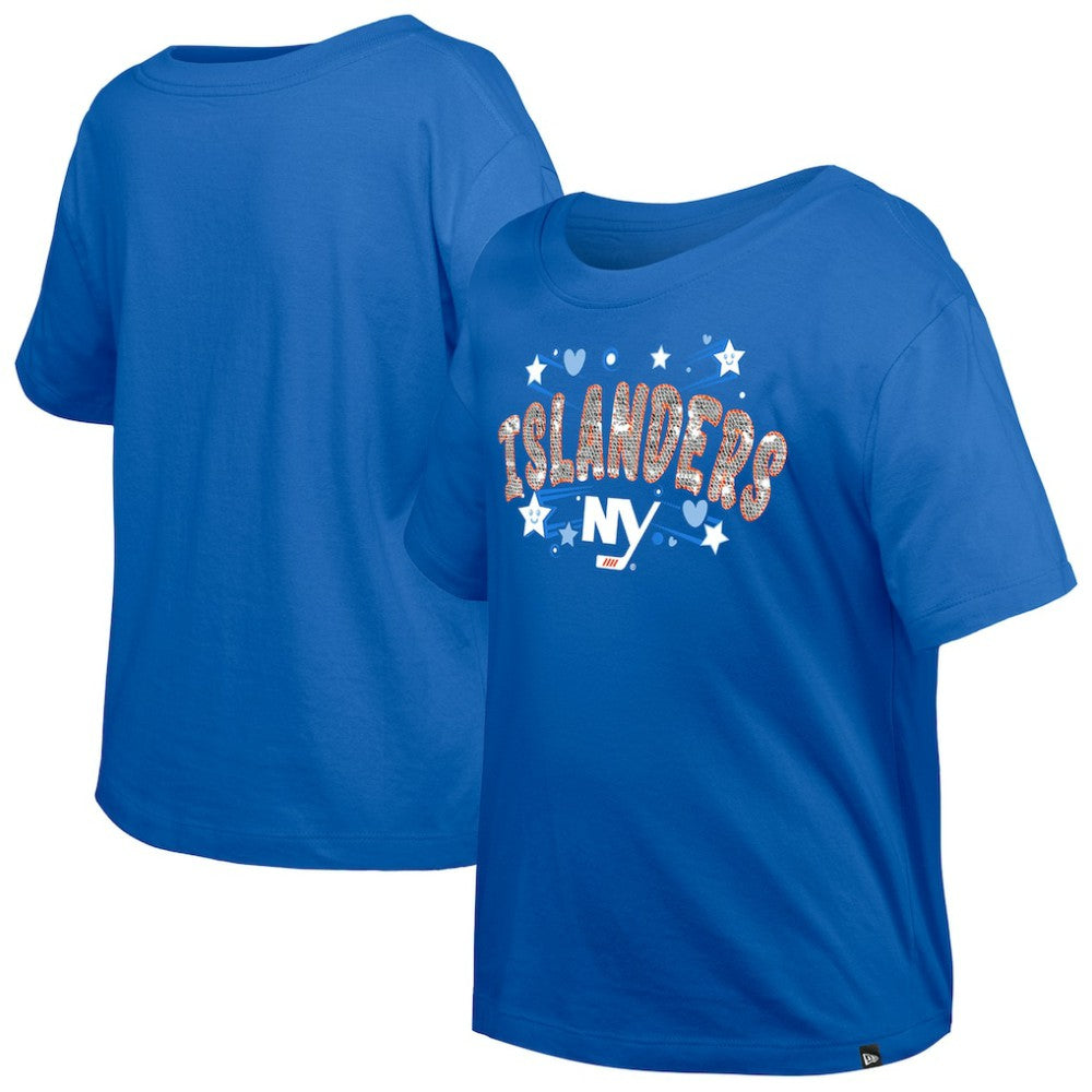 NHL New York Islanders New Era Girl's Youth Flip Sequin T-Shirt