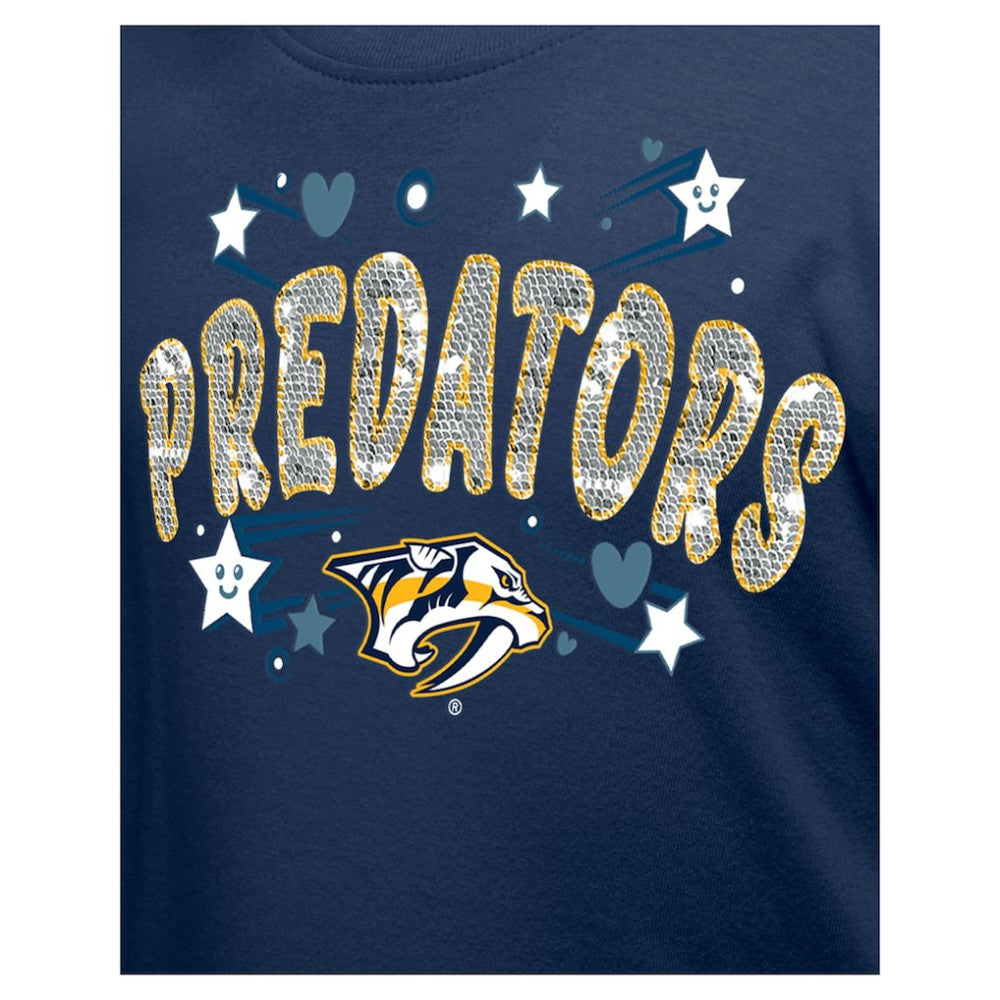 NHL Nashville Predators New Era Girl's Youth Flip Sequin T-Shirt