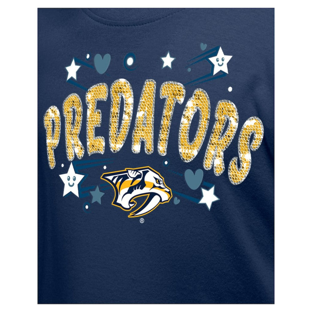 NHL Nashville Predators New Era Girl's Youth Flip Sequin T-Shirt