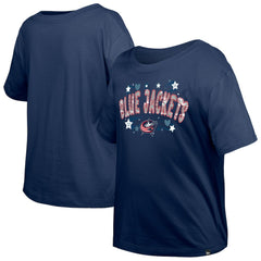 NHL Columbus Blue Jackets New Era Girl's Youth Flip Sequin T-Shirt